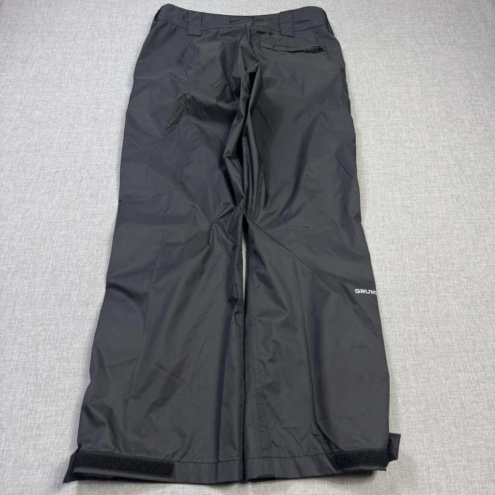 Grundens Rain Pants Mens Small Black Lined Waterproof Pockets Nylon Relaxed Fit